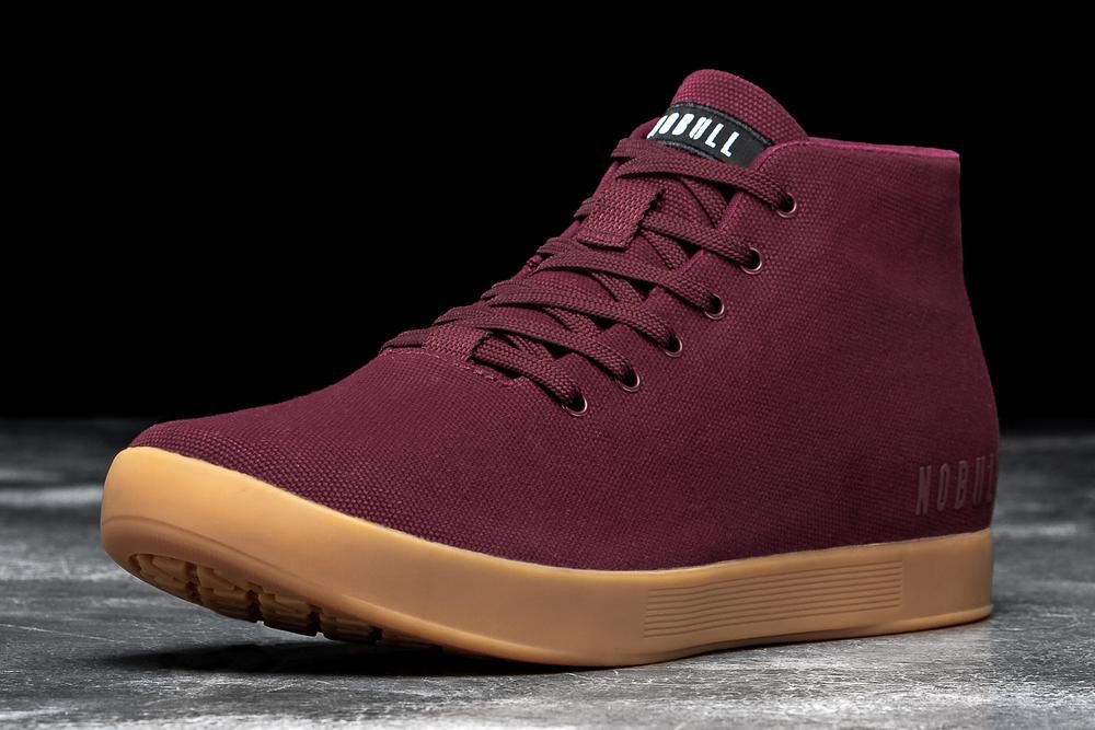 Trainers NOBULL Homme Bordeaux - Chaussures NOBULL Cabernet Gum Canvas Mid,France (6107-ZXGYJ)